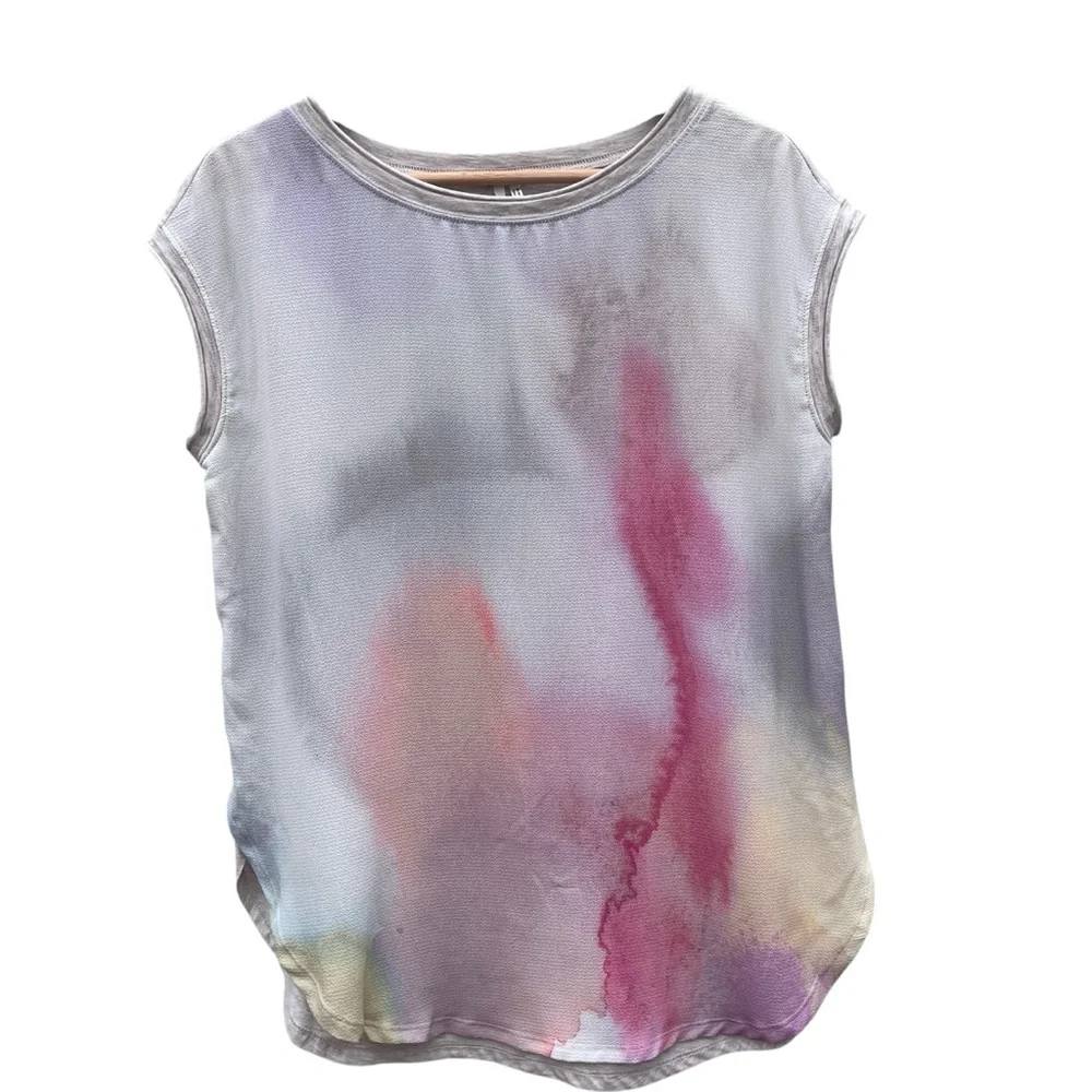 Anthropologie Blouse Tie Dye Tuscany Boatneck Gray Sleeveless Tunic Womens S - Picture 2 of 12